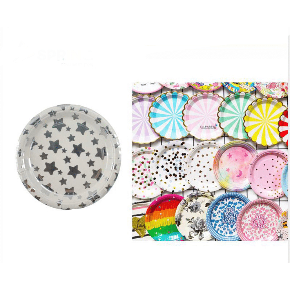 Χαρτινα Πιατακια Party Ασημι Αστερακια 18 Εκ 6 Τμχ